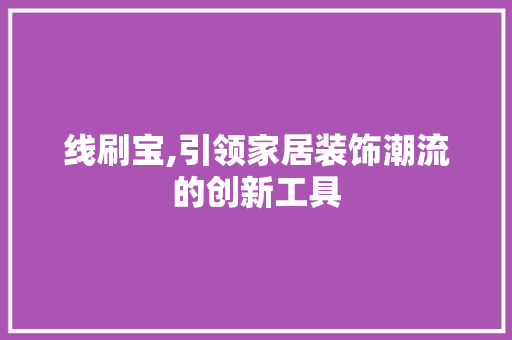 线刷宝,引领家居装饰潮流的创新工具