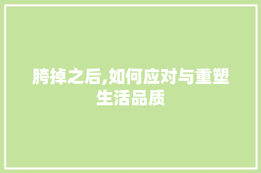 胯掉之后,如何应对与重塑生活品质 操作系统 胯掉之后,如何应对与重塑生活品质 操作系统