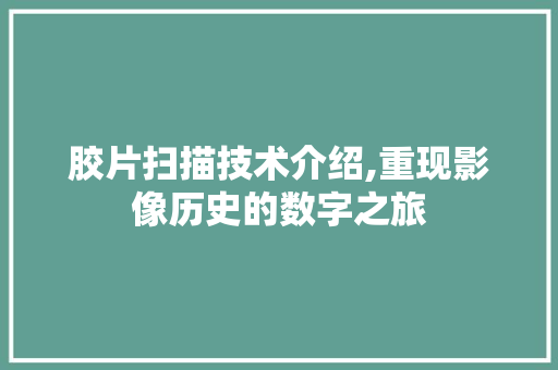 胶片扫描技术介绍,重现影像历史的数字之旅 编程语言