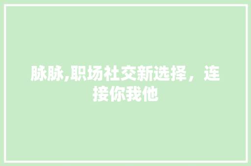 脉脉,职场社交新选择,连接你我他 操作系统 脉脉,职场社交新选择,连接你我他 操作系统