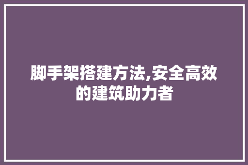 脚手架搭建方法,安全高效的建筑助力者 电脑故障维修