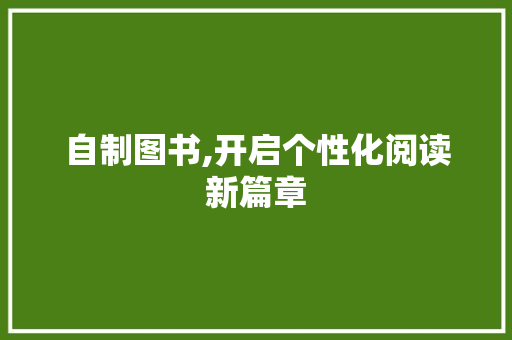 自制图书,开启个性化阅读新篇章 编程语言