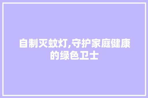 自制灭蚊灯,守护家庭健康的绿色卫士 网络技术