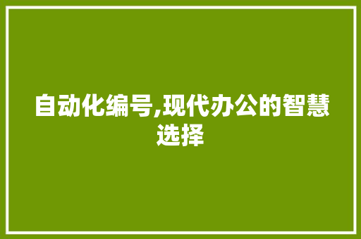 自动化编号,现代办公的智慧选择 编程语言