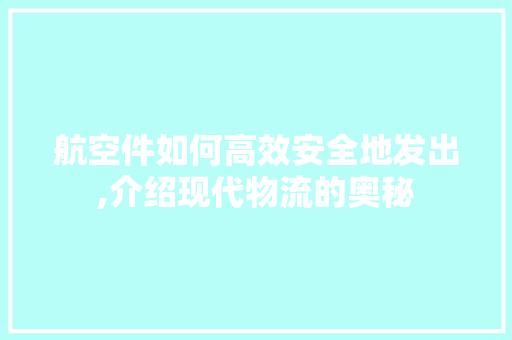 航空件如何高效安全地发出,介绍现代物流的奥秘
