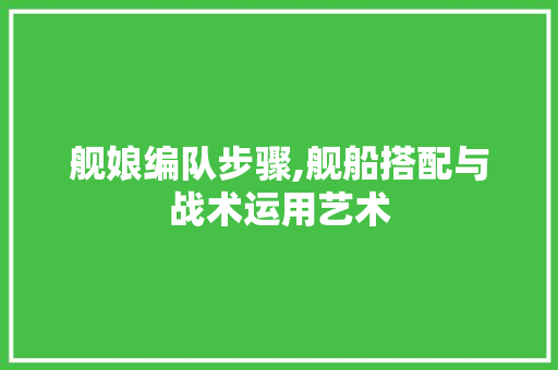 舰娘编队步骤,舰船搭配与战术运用艺术