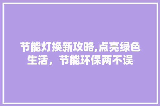 节能灯换新攻略,点亮绿色生活，节能环保两不误