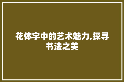 花体字中的艺术魅力,探寻书法之美