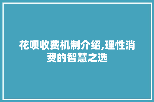 花呗收费机制介绍,理性消费的智慧之选