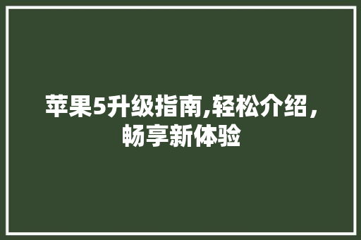 苹果5升级指南,轻松介绍，畅享新体验
