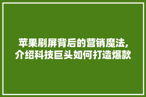 苹果刷屏背后的营销魔法,介绍科技巨头如何打造爆款产品 电脑故障维修