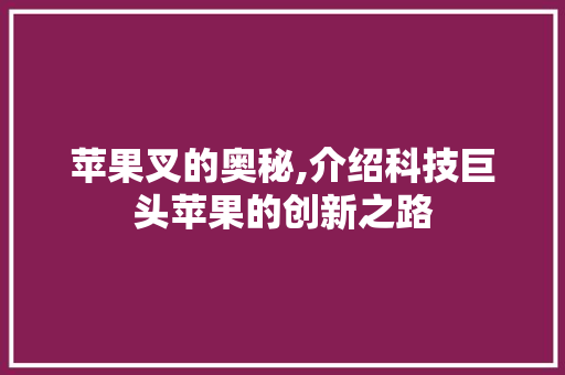 苹果叉的奥秘,介绍科技巨头苹果的创新之路 电脑配置