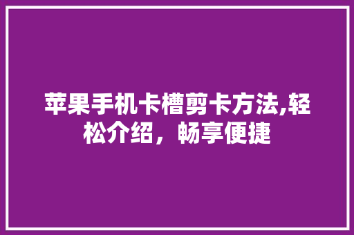 苹果手机卡槽剪卡方法,轻松介绍，畅享便捷 电脑基础