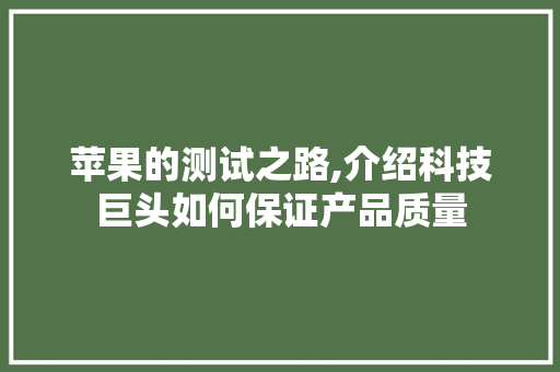 苹果的测试之路,介绍科技巨头如何保证产品质量