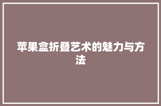苹果盒折叠艺术的魅力与方法