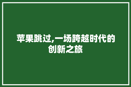 苹果跳过,一场跨越时代的创新之旅 电脑故障维修