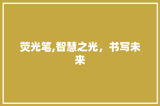 荧光笔,智慧之光，书写未来