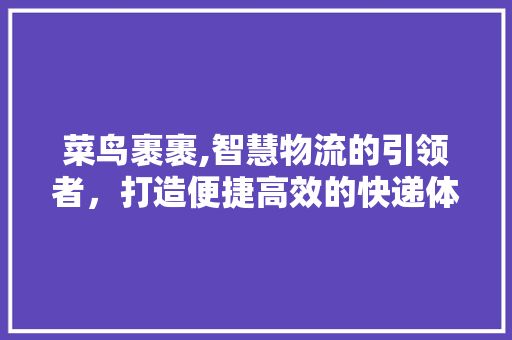 菜鸟裹裹,智慧物流的引领者，打造便捷高效的快递体验