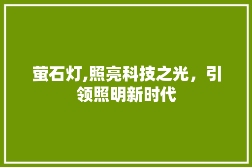 萤石灯,照亮科技之光，引领照明新时代