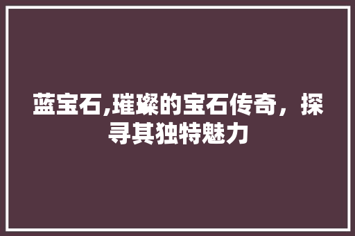 蓝宝石,璀璨的宝石传奇，探寻其独特魅力