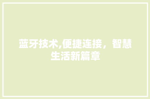 蓝牙技术,便捷连接，智慧生活新篇章 电脑配置