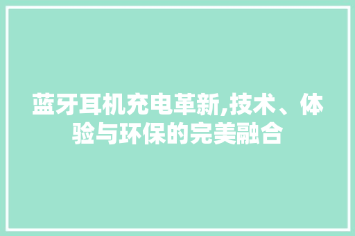 蓝牙耳机充电革新,技术、体验与环保的完美融合 电脑配置