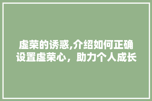 虚荣的诱惑,介绍如何正确设置虚荣心,助力个人成长 虚荣的诱惑,介绍如何正确设置虚荣心,助力个人成长