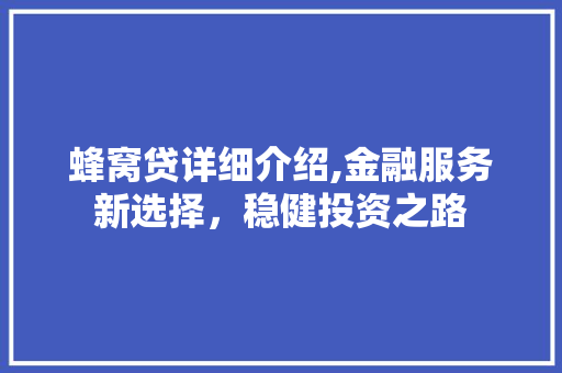 蜂窝贷详细介绍,金融服务新选择,稳健投资之路 蜂窝贷详细介绍,金融服务新选择,稳健投资之路