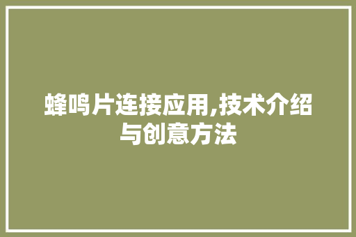 蜂鸣片连接应用,技术介绍与创意方法 编程语言