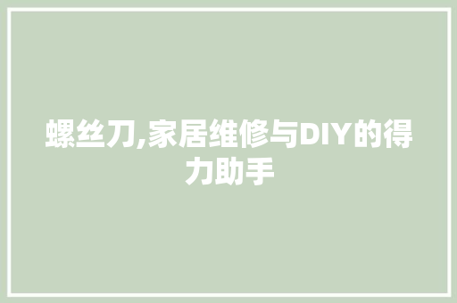 螺丝刀,家居维修与DIY的得力助手