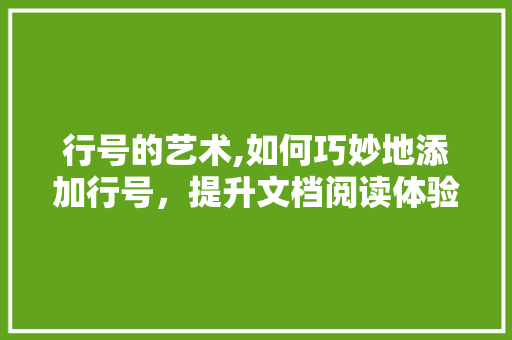 行号的艺术,如何巧妙地添加行号，提升文档阅读体验