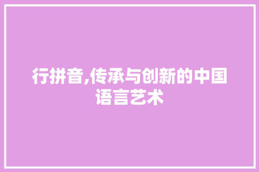 行拼音,传承与创新的中国语言艺术