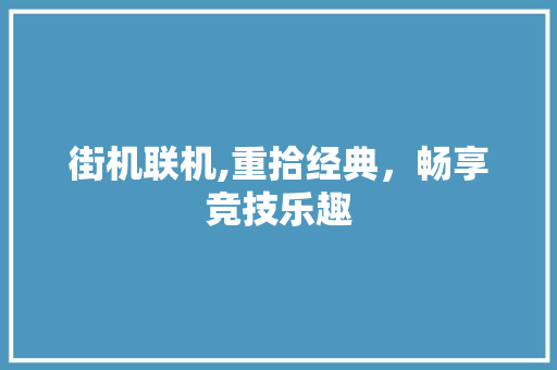 街机联机,重拾经典，畅享竞技乐趣