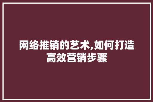 网络推销的艺术,如何打造高效营销步骤