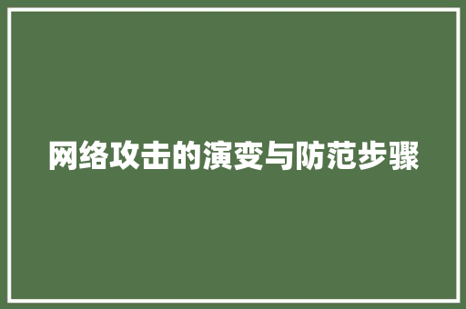 网络攻击的演变与防范步骤