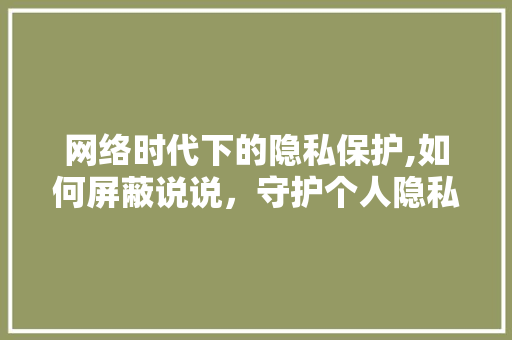 网络时代下的隐私保护,如何屏蔽说说，守护个人隐私