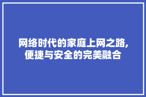 网络时代的家庭上网之路,便捷与安全的完美融合