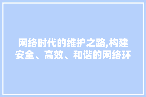 网络时代的维护之路,构建安全、高效、和谐的网络环境