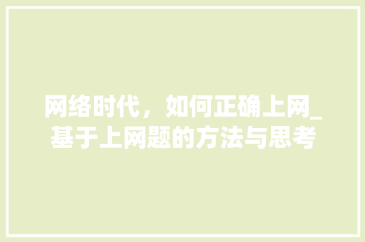 网络时代,如何正确上网_基于上网题的方法与思考 电脑配置 网络时代,如何正确上网_基于上网题的方法与思考 电脑配置