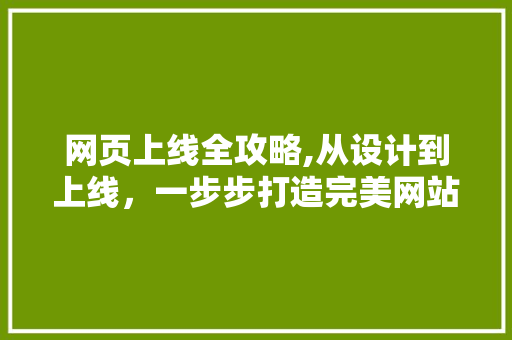网页上线全攻略,从设计到上线，一步步打造完美网站