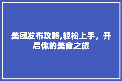 美团发布攻略,轻松上手，开启你的美食之旅 网络技术