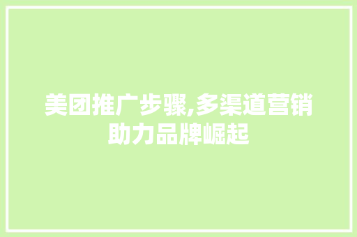 美团推广步骤,多渠道营销助力品牌崛起