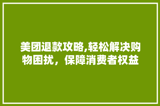 美团退款攻略,轻松解决购物困扰，保障消费者权益 电脑基础