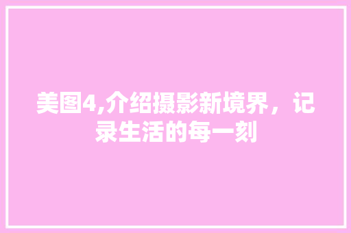 美图4,介绍摄影新境界，记录生活的每一刻 操作系统