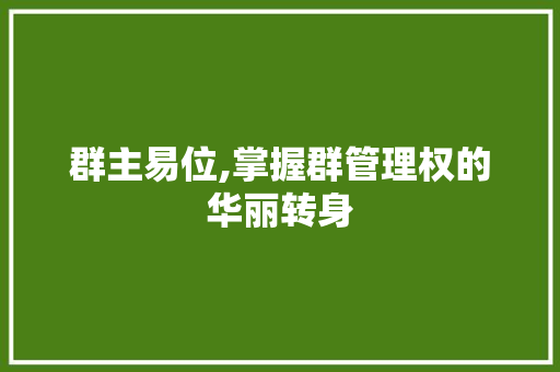 群主易位,掌握群管理权的华丽转身