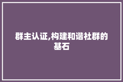 群主认证,构建和谐社群的基石