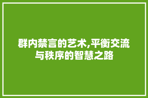 群内禁言的艺术,平衡交流与秩序的智慧之路