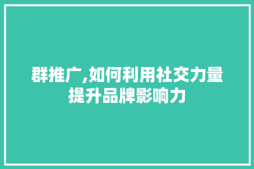 群推广,如何利用社交力量提升品牌影响力