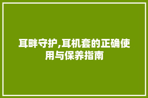 耳畔守护,耳机套的正确使用与保养指南