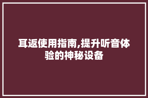 耳返使用指南,提升听音体验的神秘设备 编程语言